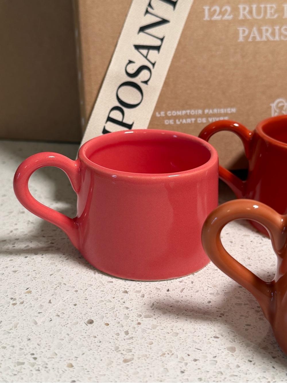 Sezane Set of 4 Ceramic Espresso Cups -Red, Terracotta, Blush & Pink -New in Box - Picture 4 of 15